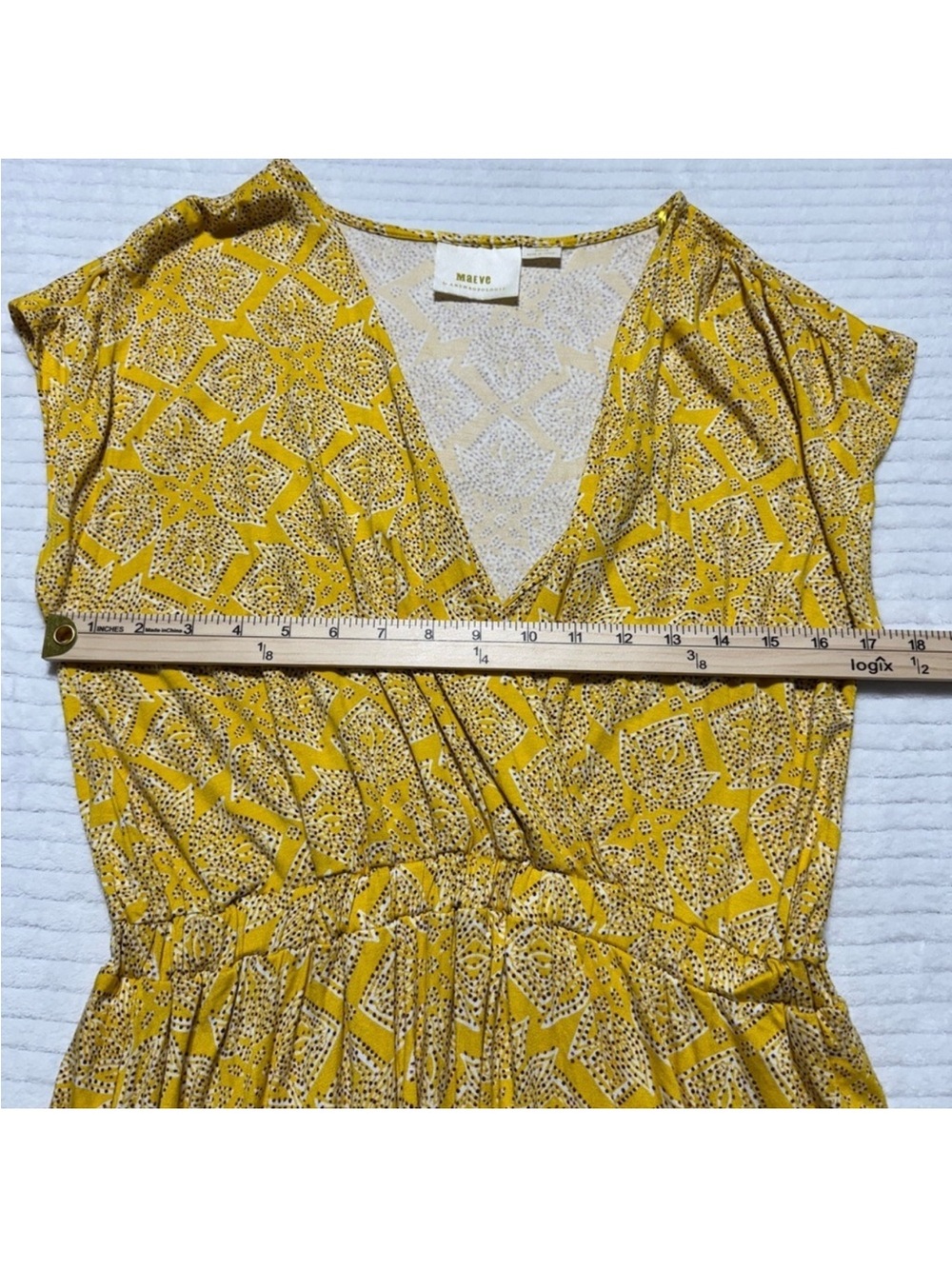 Anthropologie Yellow Printed High-Low Wrap Dress - Picture 3 of 9